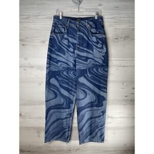 Wild Fable Jeans Womens 10 Blue‎ Highest Rise Baggy 30R Marble Print Denim Pants
